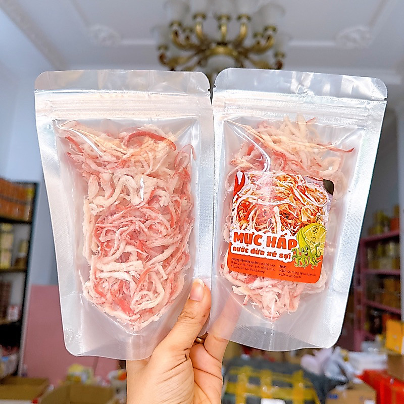 100GR - Mực Thái Xé Sợi Hấp Dừa hàng Thái - Túi ZIP (100g)