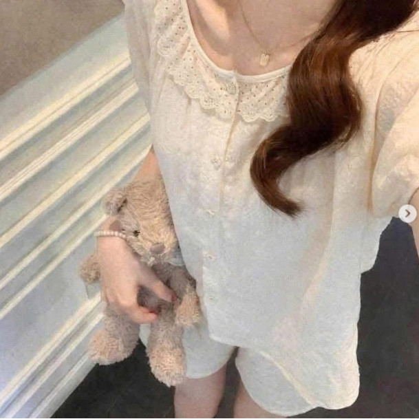 SET BỘ NGỦ  CỘC TAY CỔ BÈO KHUY HOA