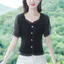 Áo Sơ Mi Nữ Tay Ngắn Xù Thời Trang Nữ Áo Sơ Mi Màu Tím Trơn