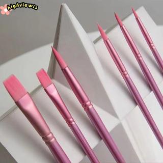 HIGHVIEWLS 4 / 6 Chiếc Vẽ Tay Màu Nước, Nylon Mới Bắt Đầu Nghệ Thuật Sinh Viên Màu Nước Bàn Chải, Hợp Thời Trang Mũi Nhọn Tròn Đầu Phẳng Mềm Tranh Tóc Chất Liệu Quà Tặng
