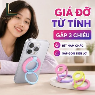 Giá đỡ vòng điện thoại từ tính Giá đỡ có thể gập lại Chống rơi Grip Triple Fold Tương thích Android