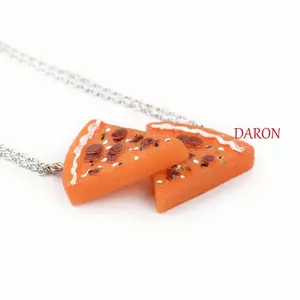 DARON Best Forever Vòng cổ, Mặt dây chuyền Pizza tình bạn bằng hợp kim, Trang sức thời trang Vòng cổ thực phẩm Kết hợp Vòng cổ BFF Tình bạn