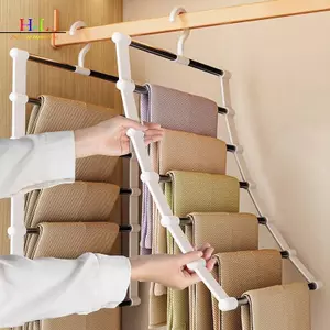 HL Quần Inox Móc Treo Ma Thuật Có Thể Gập Lại Quần Ra Để Tiết Kiệm Tủ Quần Áo Không Gian Thang Móc Treo Tủ Quần Áo Sắp Xếp LMWU