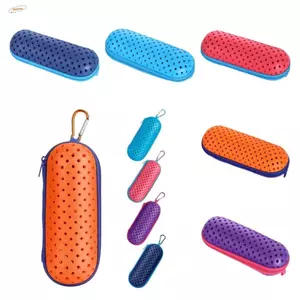 Hộp đựng kính bơi ZENZON, Hộp đựng kính bơi nhẹ rỗng, thời trang có lỗ khí di động với hộp đựng kính mắt có khóa kéo Carabiner Nam