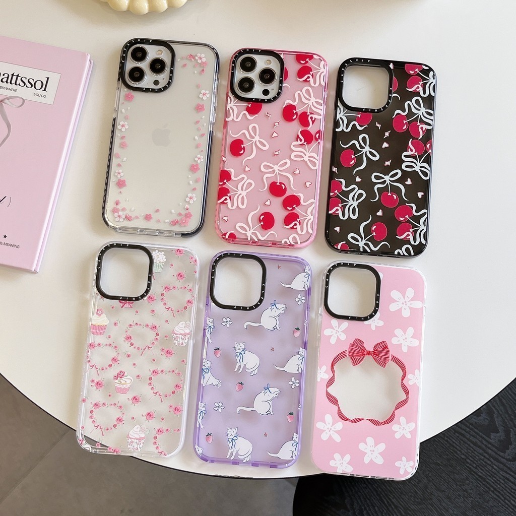 CAPASHIP Đáng Yêu Màu Hồng Anh Đào Hoa Nơ Mèo Mềm Vỏ Tương Thích Cho iPhone 17 Pro Max Air Plus 16 / 15 / 14 / 13 / 12 / 11 / XR / X / XS / SE / 8 / 7 / 6