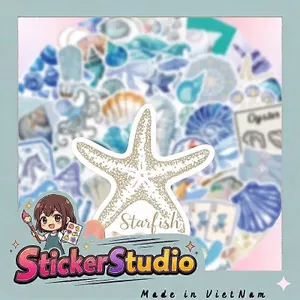Set 60 Sticker Sinh Vật Biển Chống Nước Dán Laptop Vali Mũ Bảo Hiểm Sổ Tay