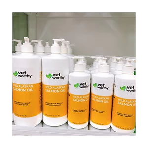 Dầu cá hồi Vet Worthy cho chó mèo chai chiết 500ml giúp da lông bóng mượt, giảm tình trạng rụng lông