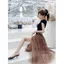 Váy nửa chiều dài in họa tiết da báo mùa hè dành cho nữ nhiều lớp Váy xẻ tà cao không đều Niche Váy ôm hông gợi cảm