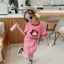 Váy thời trang ngắn tay cho bé gái 100-140 Váy ngủ hoạt hình màu tương phản Mickey