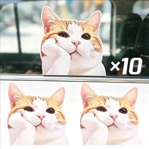 2 / 4 / 8 / 10 CÁI - Ngộ nghĩnh Mèo Nhìn Trộm Tự Động Decal Chống Nắng Xe Chống Thấm Nước Miếng Dán Cửa Sổ PVC Động Vật Màu Cam Dễ Thương Ô Tô Kính Trang Trí Ngoại Thất