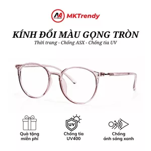 Kính gọng tròn nữ MKTRENDY kính đổi màu gọng nhựa dẻo chống tia UV chống ánh sáng xanh thời trang dễ thương K82