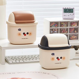 Máy Tính Để Bàn Thùng Rác Hộ Gia Đình Phòng Khách Ánh Sáng Phong Cách Sang Trọng Thùng Giấy Rác Mini Hoạt Hình Dễ Thương Kích Thước Lớn Để Bàn Giỏ Giấy Có Nắp OORG