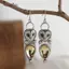 AqToCna Retro Bạc Barn Cú Tòn Ten Bông Tai Màu Vàng Tự Nhiên Citrine Inlay Mặc Hàng Ngày Dự Tiệc Quà Tặng Cho Womenn AqToCna