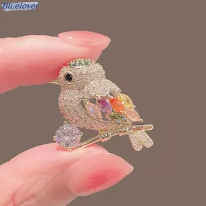 Bluelover Thời Trang Mới Chim Thổ Cẩm Dành Cho Nữ Cô Gái Pha Lê Kim Cương Giả Thổ Cẩm Chân Sáng Bóng Động Vật Huy Hiệu Trang Sức Cho Nữ Mới