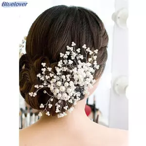 Bluelover Hoa Cưới Tóc Chân Phù Dâu Pha Lê Diamante Ngọc Trai Cô Dâu Kẹp Tay Cầm Mới