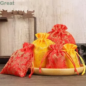 TUYỆT VỜI 1 / 2 Túi Đóng Gói Trang Sức, Túi Đóng Gói Quà Tặng Dây Rút Phong Cách Trung Quốc, Vòng Tay Bông Tai Có Thể Điều Chỉnh Nhung Túi Bảo Quản Trang Sức Người Tổ Chức
