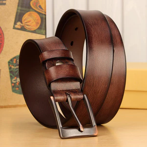 Thắt lưng nam 20516 / Khóa chốt hợp kim kẽm / Da bò lớp đầu tiên / Băng thông 3,8cm / Retro Đau khổ / Cắt da bò nguyên mảnh thủ công / Thắt lưng quần jean thời trang / Thắt lưng da thật Phong cách quà tặng