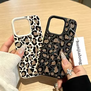 Ốp Lưng In Hình Da Báo Sáng Bóng Vàng Cho IPhone 17 Pro Max 16 15 13 12 11 14 Plus 17 Air 16E 15plus Ốp Lưng Điện Thoại Da PU Mềm Hoa Văn Lichee Chống Sốc