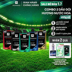 Combo 2 Dầu gội nam Romano hương Nước hoa nam Attitude/Gentleman/Force/Classic 650g - 4 Mùi