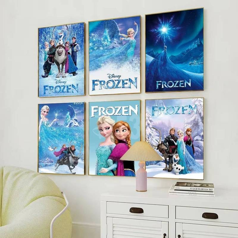 Poster hoạt hình Frozen 2 poster in màu xanh, thích hợp cho phòng ngủ, phòng khách, văn phòng, trang trí nhà cửa, tranh phòng, tranh trang trí vải canvas