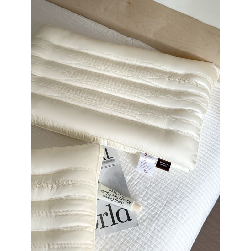 (RG602) Ruột Gối Bing Bông Mặt Vải Lụa Satin Kích Thước 48x74 Cm Thiết Kế Lõm Maxta Êm Ái - MemMinBedding