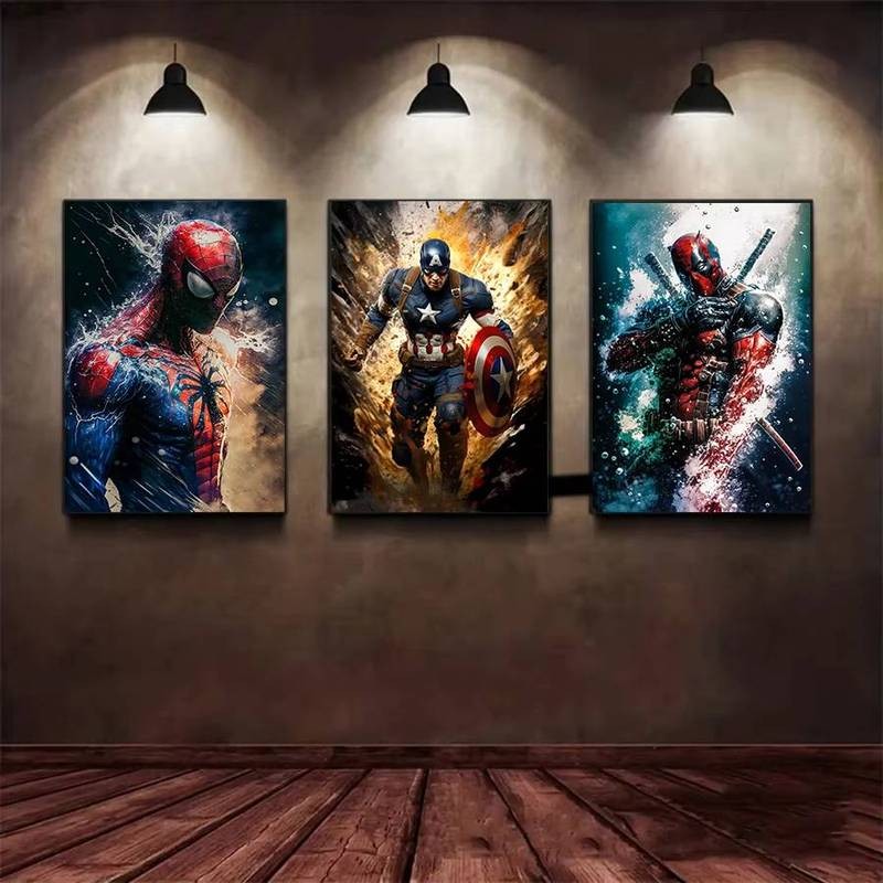 Marvel Avengers Người Nhện poster Người Sắt Hulk Captain America Hulk Tranh canvas Nghệ Thuật Tranh Treo Tường Trang Trí Nhà Cửa
