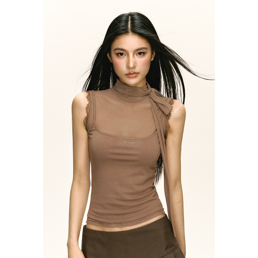 Milyfashion Áo Sling Không Tay Màu Cà PhêSlim Fit, Phong Cách Retro Mới, Thích Hợp Mùa Hè