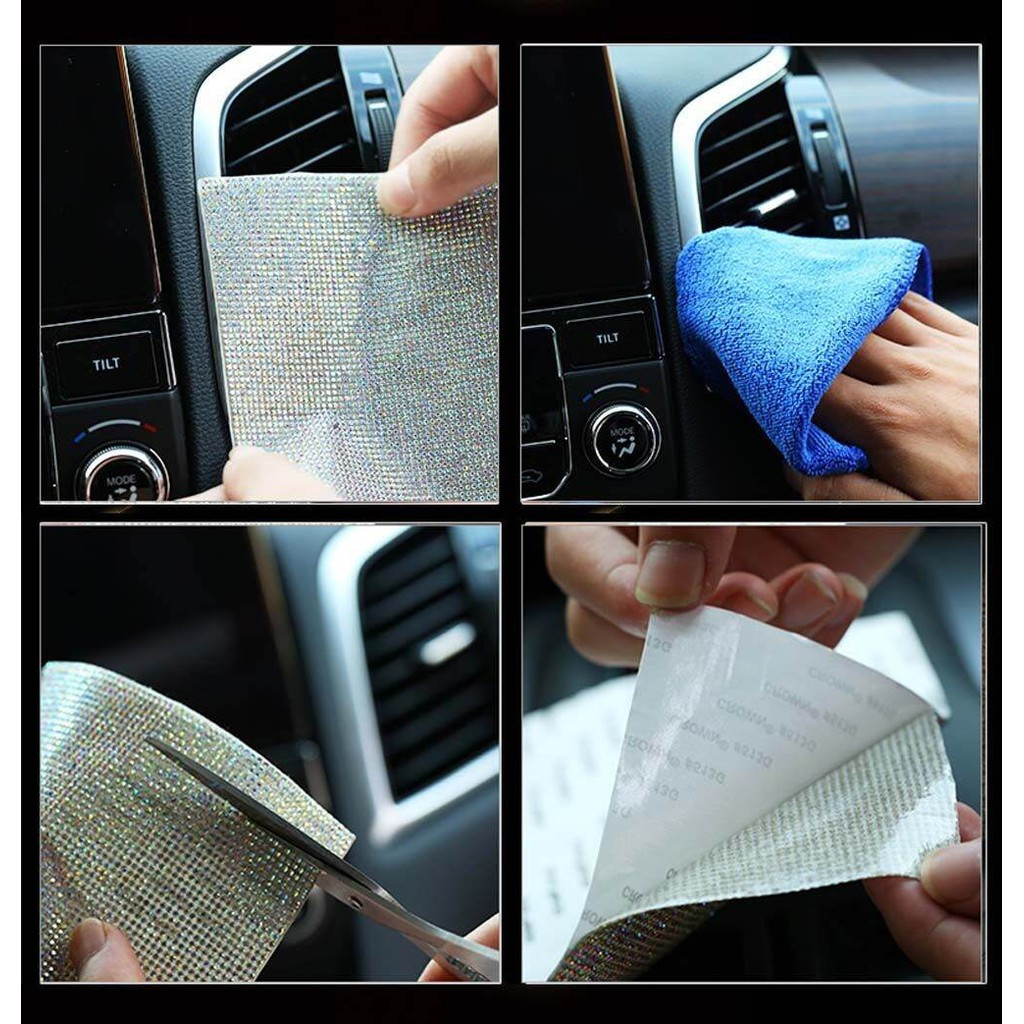 Di Động Top Pha Lê Kim Cương Giả Dán Tự Dính Trang Trí Xe Hơi Lấp Lánh Tự Làm Đá Quý Dán Trang Trí Quà Tặng Cao Cấp Kim Cương Giả Lưới Cao Su Trang Trí