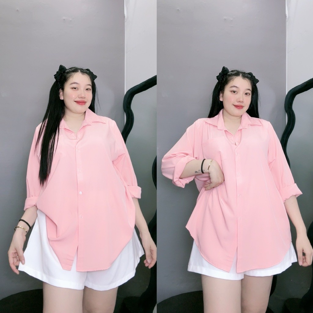 Áo Sơ Mi Nữ Bigsize CÔ NHỎ  – Thiết Kế Basic Dễ Phối Đồ, Phong Cách Năng Động SM20