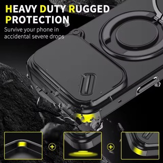 [JLK] Vỏ giáp sạc không dây từ tính bảo vệ Camera trượt cho IPhone 17 Air 16e 16 15 Plus 14 13 12 11 Pro Max Cover