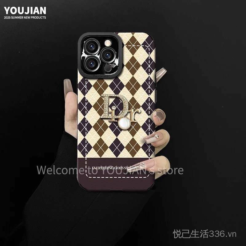 Thích hợp cho iPhone16 Diamond Street Wear Phone Case 13 / 14 / 15promax Eyelid Pattern 7 / 8p Nữ se