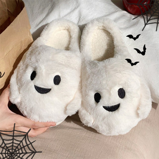 XIXITIAO Dép bông mùa đông dễ thương cho nam nữ, cặp đôi Halloween ấm áp, lông mềm mại