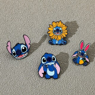 4 Cái / bộ ‌Hoa Hướng Dương Stitch Bunny Tai Stitch Hợp Kim Pin Hoạt Hình Kim Loại Thổ Cẩm Cho Túi Mũ Sinh Viên