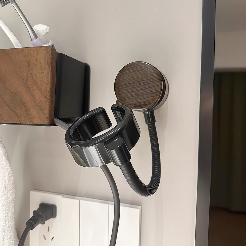 Giá đỡ máy sấy tóc rảnh tay Lưu trữ dây tiện dụng Dụng cụ tiện dụng Kệ vệ sinh không đục lỗ Giá để đồ treo tường