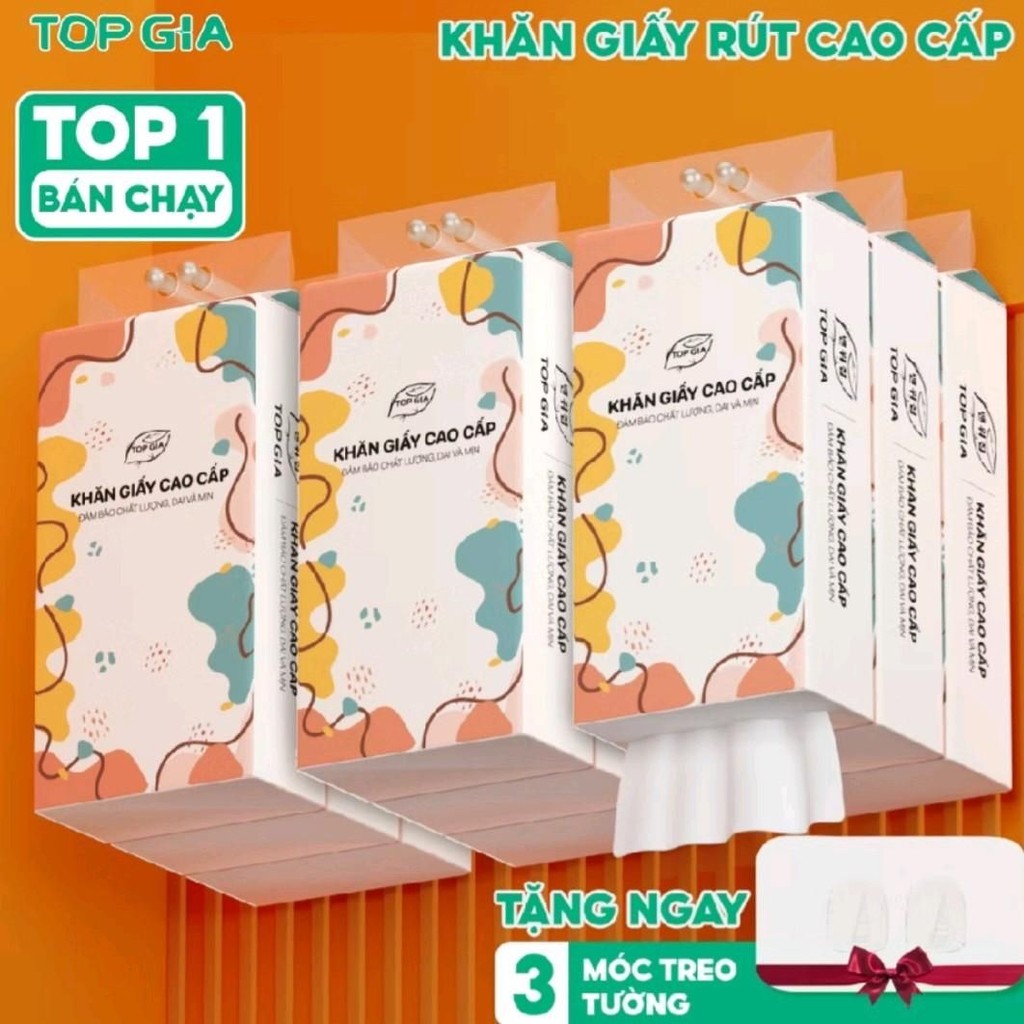 [ĐA KHO] Thùng 6 Bịch Giấy Rút Cao Cấp Treo Tường Đa Sắc TopGia_tặng 3 móc topgia