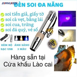 [🔥Rẻ AIMVUKES ]Đèn soi đá quy 3 màu Trắng Vàng Tím kèm sạc pin đèn soi cua gạch