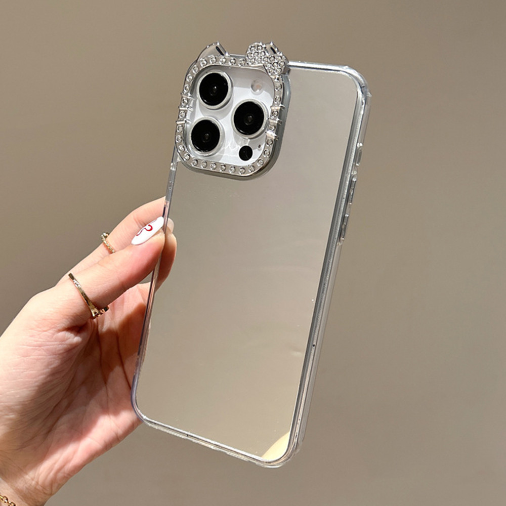 Ốp Điện Thoại Tai Cat Gương Cho iPhone 17ProMax 16Plus 15 14 13 12 Vỏ Bảo Vệ Chống Sốc