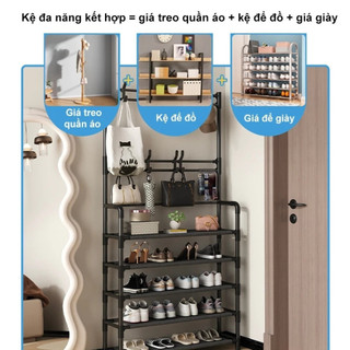 (SẴN) Kệ Đựng Giày Dép Đa Năng Kèm Móc Treo MAISON, Kệ Để Giày Túi Xách Quần Áo Gọn Gàng Tiện Lợi
