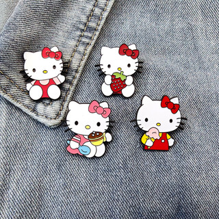 4 Cái / bộ Dễ Thương Loại Q Hello Kitty Pin Sanrio Men Trâm Cho Túi Quần Áo Kawaii Mèo Kitty Cho Người Hâm Mộ