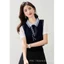 Mùa Thu 2025 - Áo sơ mi nữ preppy style phiên bản Hàn Quốc, tay ngắn dáng ôm