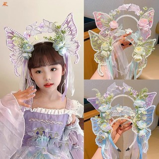 Trẻ em cổ tích tiara tóc vòng có tua rua & hoa - Trang sức cho sinh nhật và sân khấu