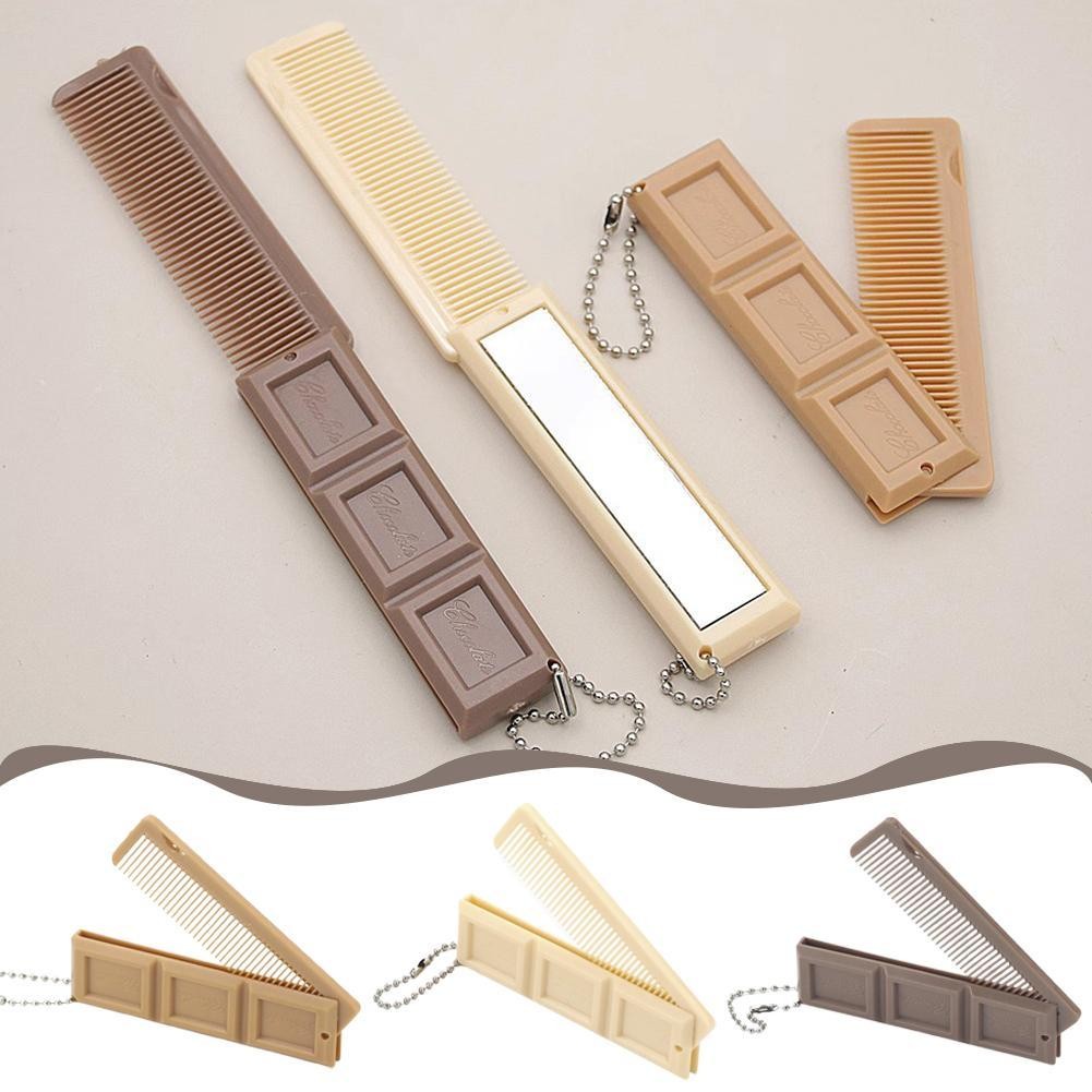 2 Trong 1 Gấp Hình Sô Cô La Gấp Lược Nhựa 2 Trong 1 Di Động Hoạt Hình Lược Trà Sữa V2b5