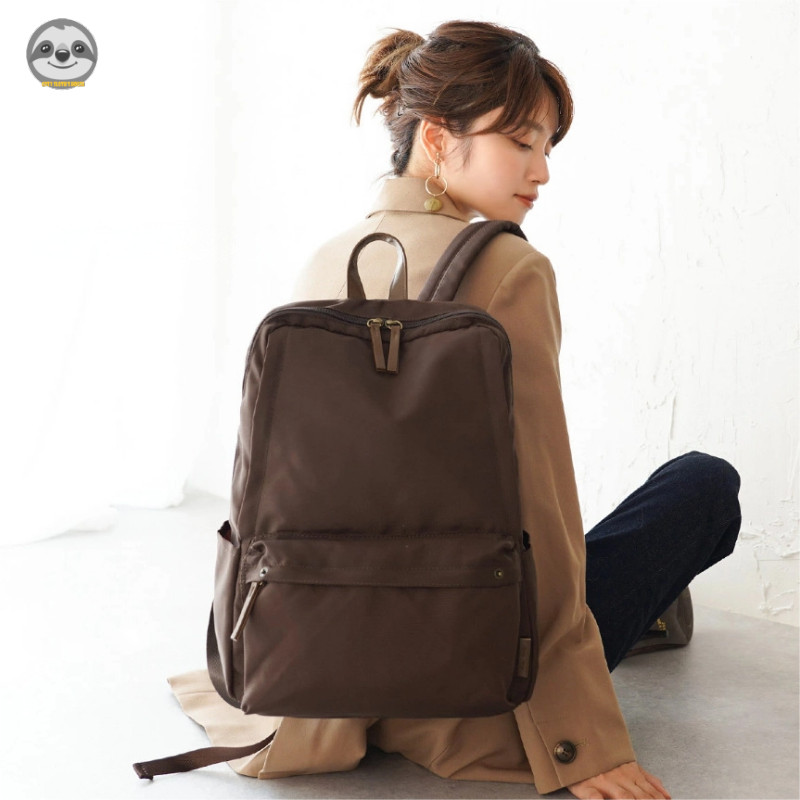 Phong cách Nhật Bản Phong cách Muji / Ba lô có dây kéo đôi màu trơn dung tích lớn / Túi đi học nhiều túi du lịch / Có thể giữ túi đi học sinh máy tính