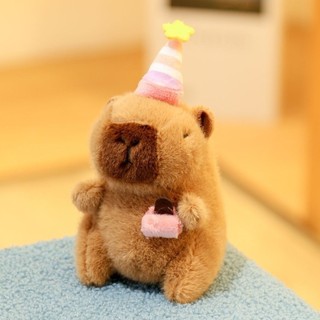 Đồ chơi búp bê sang trọng WOAY, Chủ đề tiệc Capybara Móc khóa nhồi bông, Kích thước nhỏ mềm mại với dụng cụ Động vật dễ thương Anime Đồ chơi lông tơ Trang trí ngày lễ
