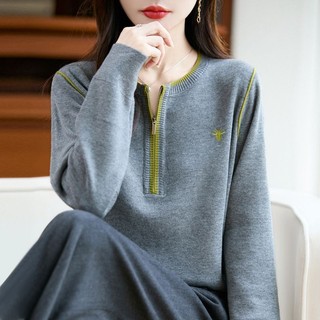 Áo len dệt kim tay dài nữ, style Hàn Quốc đơn giản cho thu đông