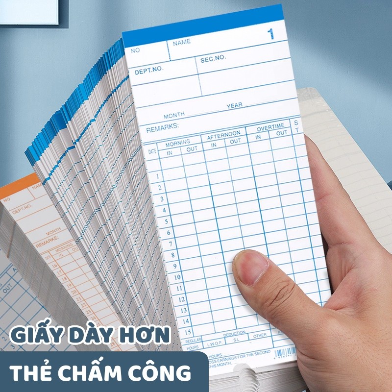 Thẻ Chấm Công Hai Mặt DEXIN F3505/F100BC – Giấy Bìa Cứng Cao Cấp, 100 Tờ/Gói, Dễ Ghi Và Lưu Trữ