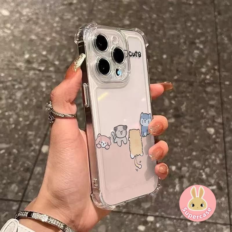Ốp Điện Thoại Bốn Góc Mèo Dễ Thương Cho Xiaomi 17 Pro Max 15 15S 15T 14T 14 Civi 13 12S Ultra 12X 12T 11T Mi 11 11X 10 Pro Lite Ultra 11i 5G 4G Phim Hoạt Hình Chống Sốc Trong Suốt Vỏ Mềm