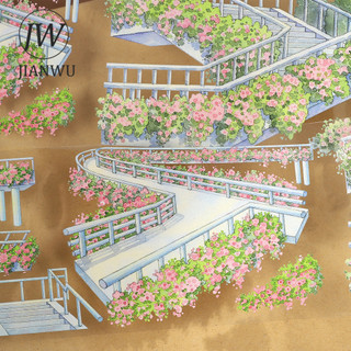 JIANWU 70mm * 500cm Vintage Cây Hoa Người Đi Bộ Cầu Chất Liệu Cắt Băng PET Phong Cảnh Sáng Tạo DIY Tạp Chí Văn Phòng Phẩm