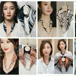 Khăn Lụa Khóa Nam Châm Kiểu Vòng Cổ Cho Nữ Xuân Thu Hè 2024 Thời Trang Mới Bảo Vệ Cổ Trang Trí Khăn Quàng Cổ Nhỏ