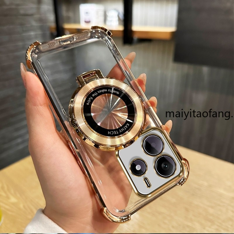 Ốp lưng cho redmi note 14 pro 5g redmi note 14 4g 2024 Vỏ điện thoại chống sốc 3D thiết kế mới thẩm mỹ Trong suốt có giá đỡ Vỏ mềm mới